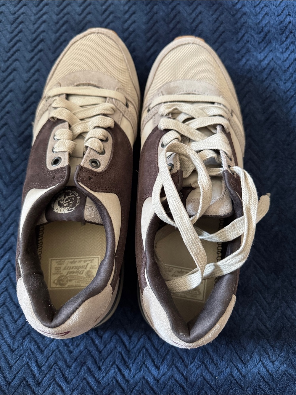 NWT, Men's Diesel, Beige and Brown Casual Sneakers - Classic Everyday Comfort
